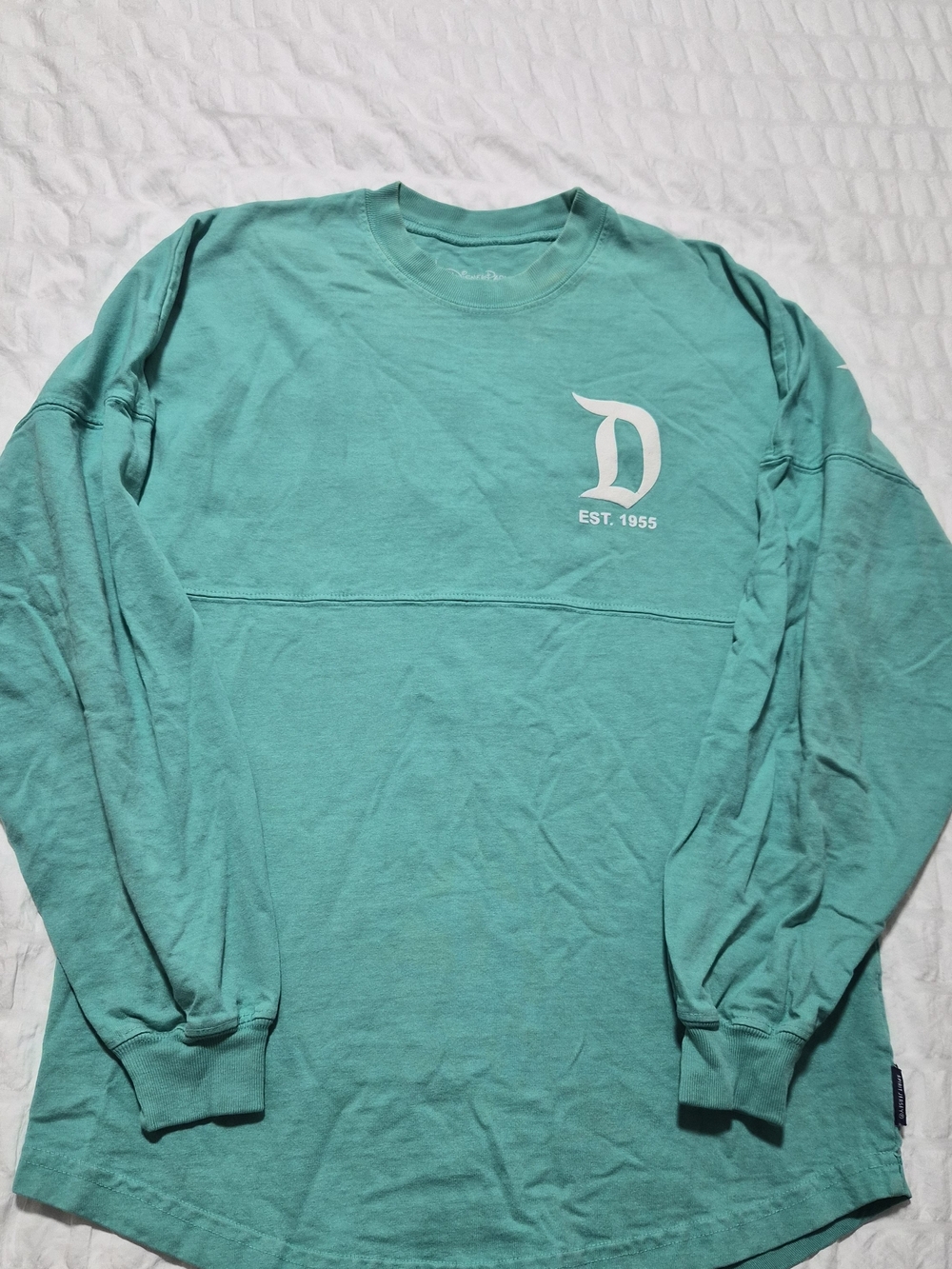 Long Sleeve Crewneck Tee with 'D' Logo - Teal